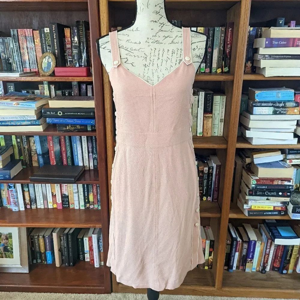 rag & bone tia pink button side overall dress sz xs euc